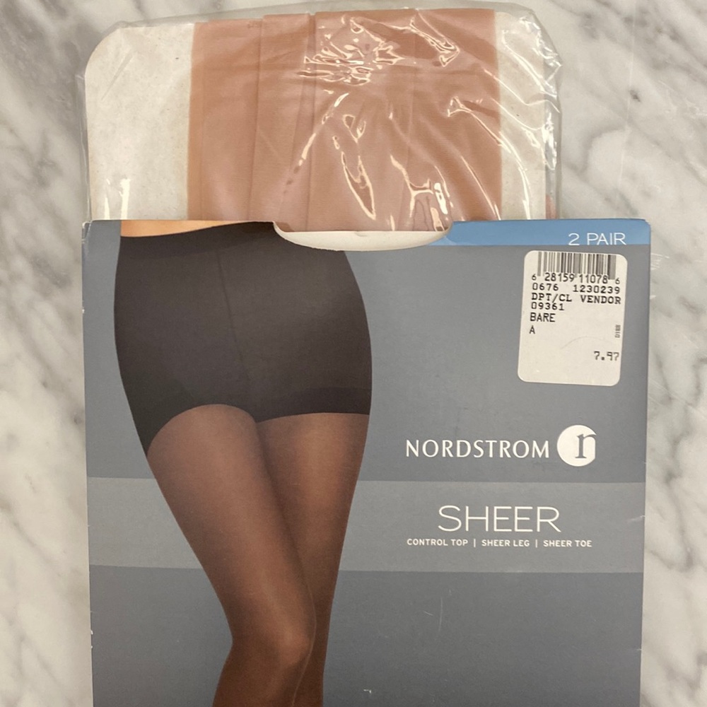 NWT ❤️TWO❤️NORDSTROM SHEER - “bare” color. control top. Size A
